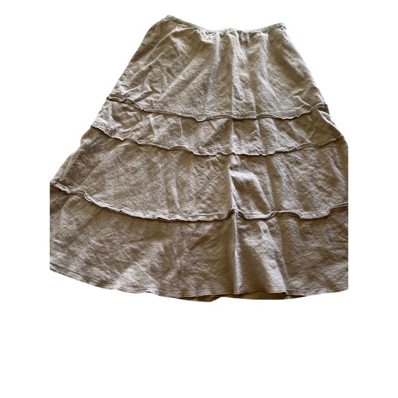 Nic + Zoe Dresses & Skirts - Nic + Zoe Beige Linen Blend Elastic Waist A-Line Skirt Womens Size 4